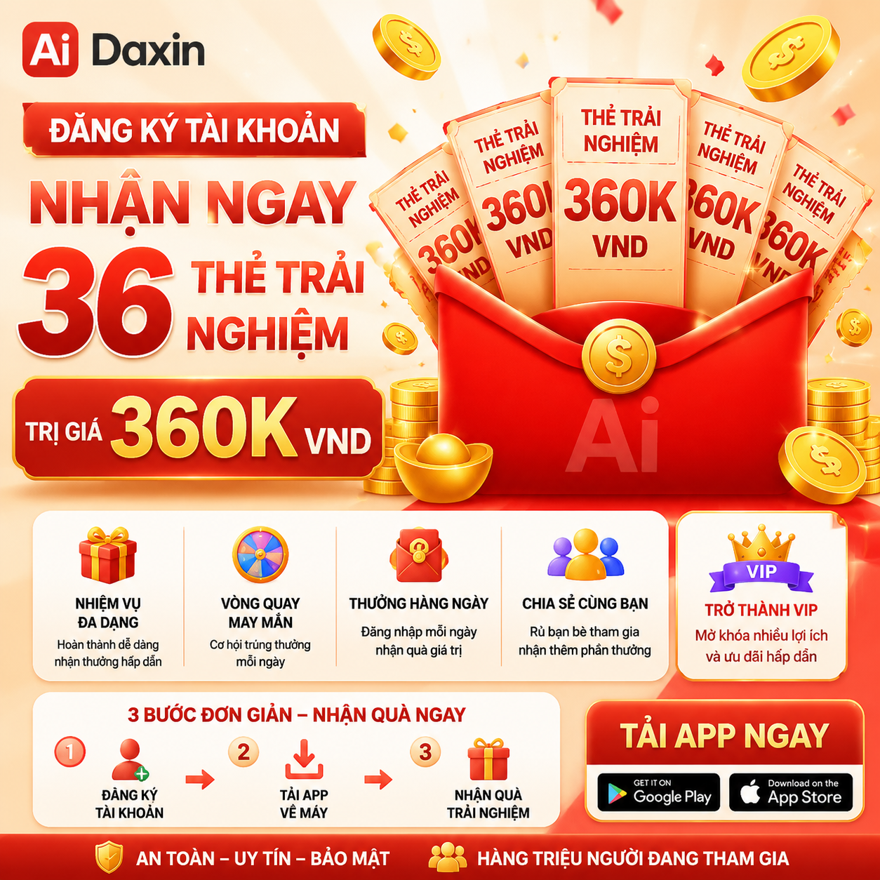 AiLetter Lâm Yến Facebook ad: Nhận ngay 36 thẻ trải nghiệm khi đăng ký Ai Daxin!