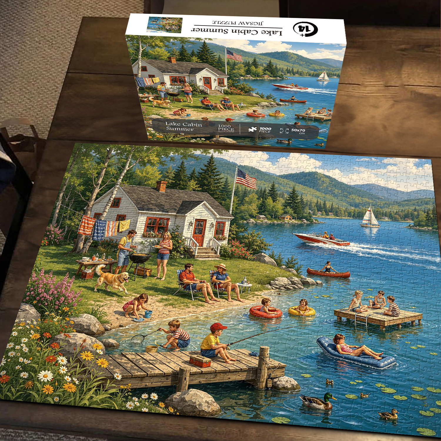 Pickforu Facebook ad: Lake Cabin Summer Jigsaw Puzzle 1000 Pieces