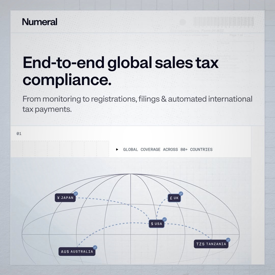 Numeral Tax Facebook ad: Sales tax and VAT, solved.