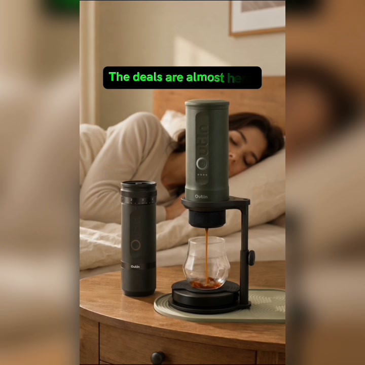 Outin Portable Electric Espresso Machine Facebook ad from Aug 15, 2026