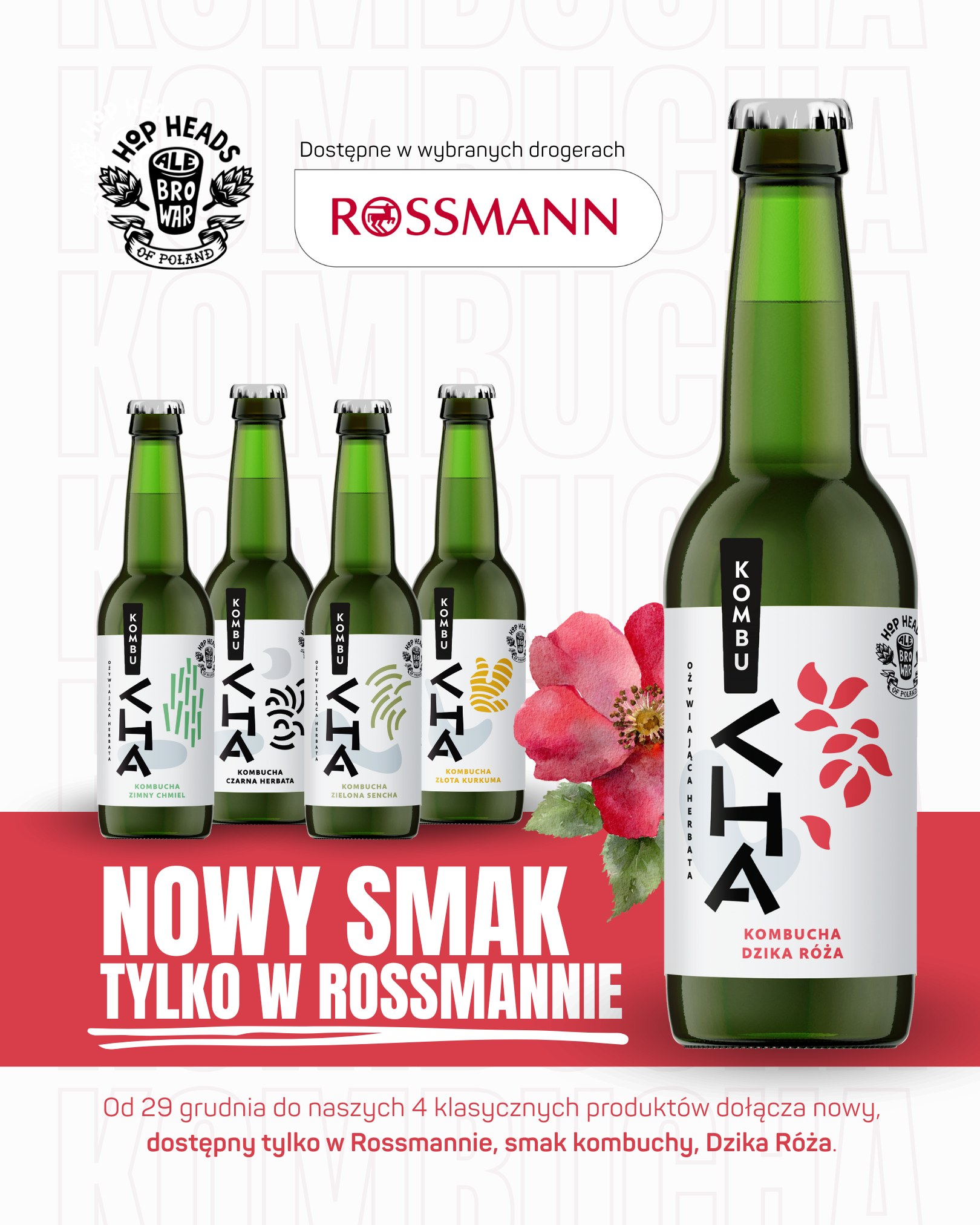 AleBrowar Facebook ad: Nowy smak kombuchy w Rossmannie