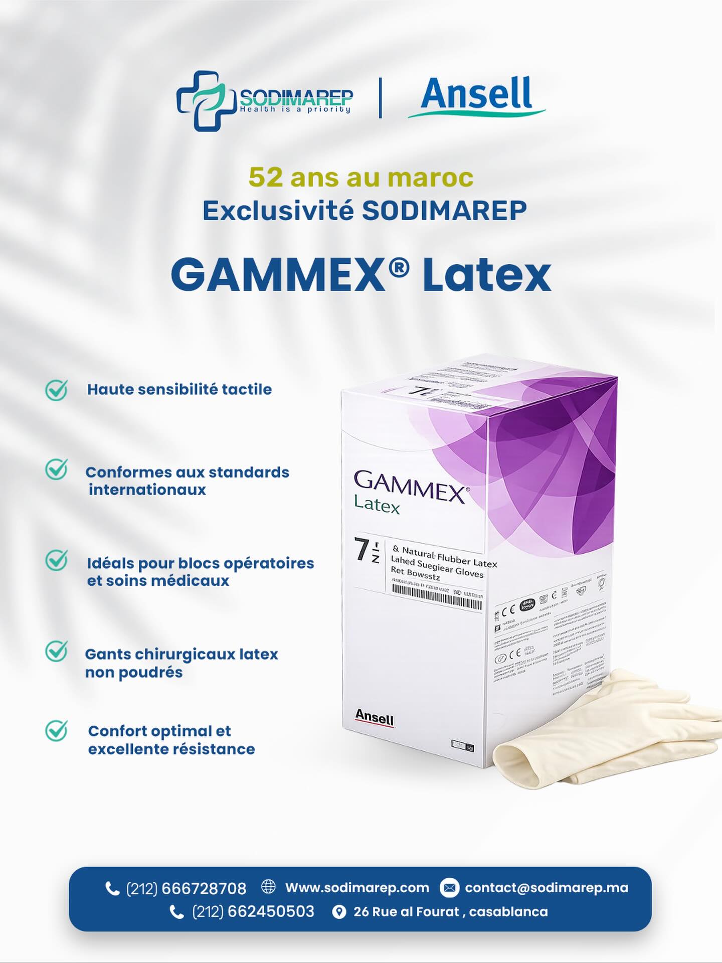 Sodimarep Facebook ad: GAMMEX Latex, La référence des professionnels de santé.