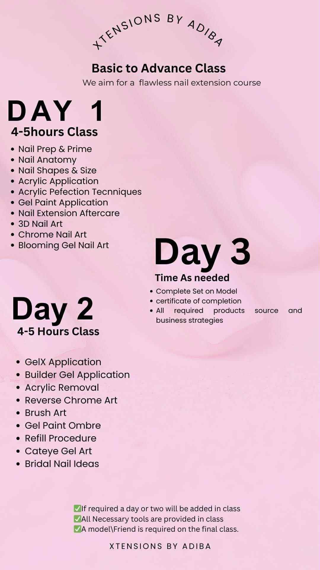 Xtensions By Adiba Facebook ad: Nail & Lash Course with A-Z detailed Class!