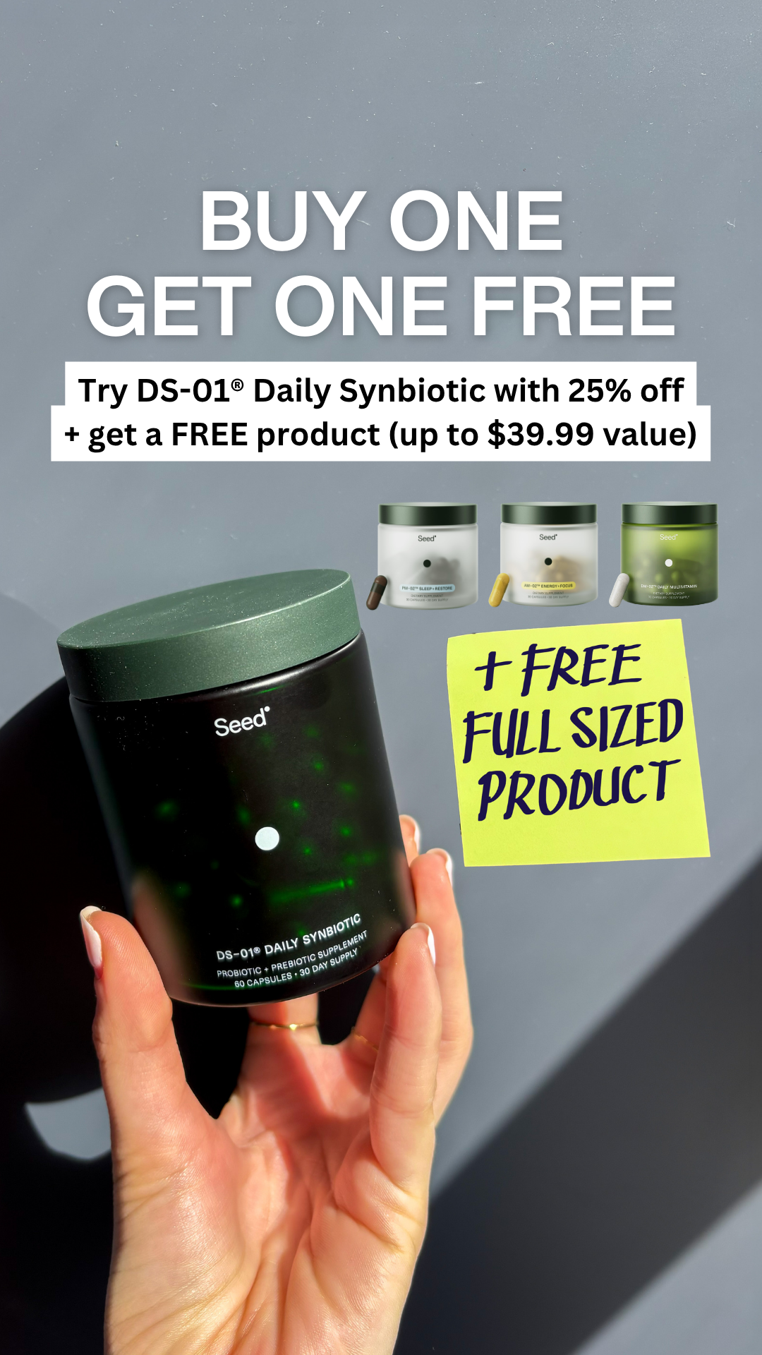 Seed Facebook ad: Get 25% OFF DS-01 + a FREE Product