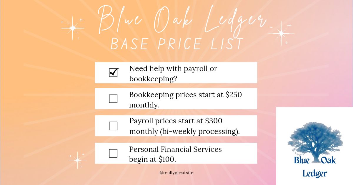 Blue Oak Ledger, LLC Facebook ad: Email blueoakledgerllc@gmail.com to get individual quotes!