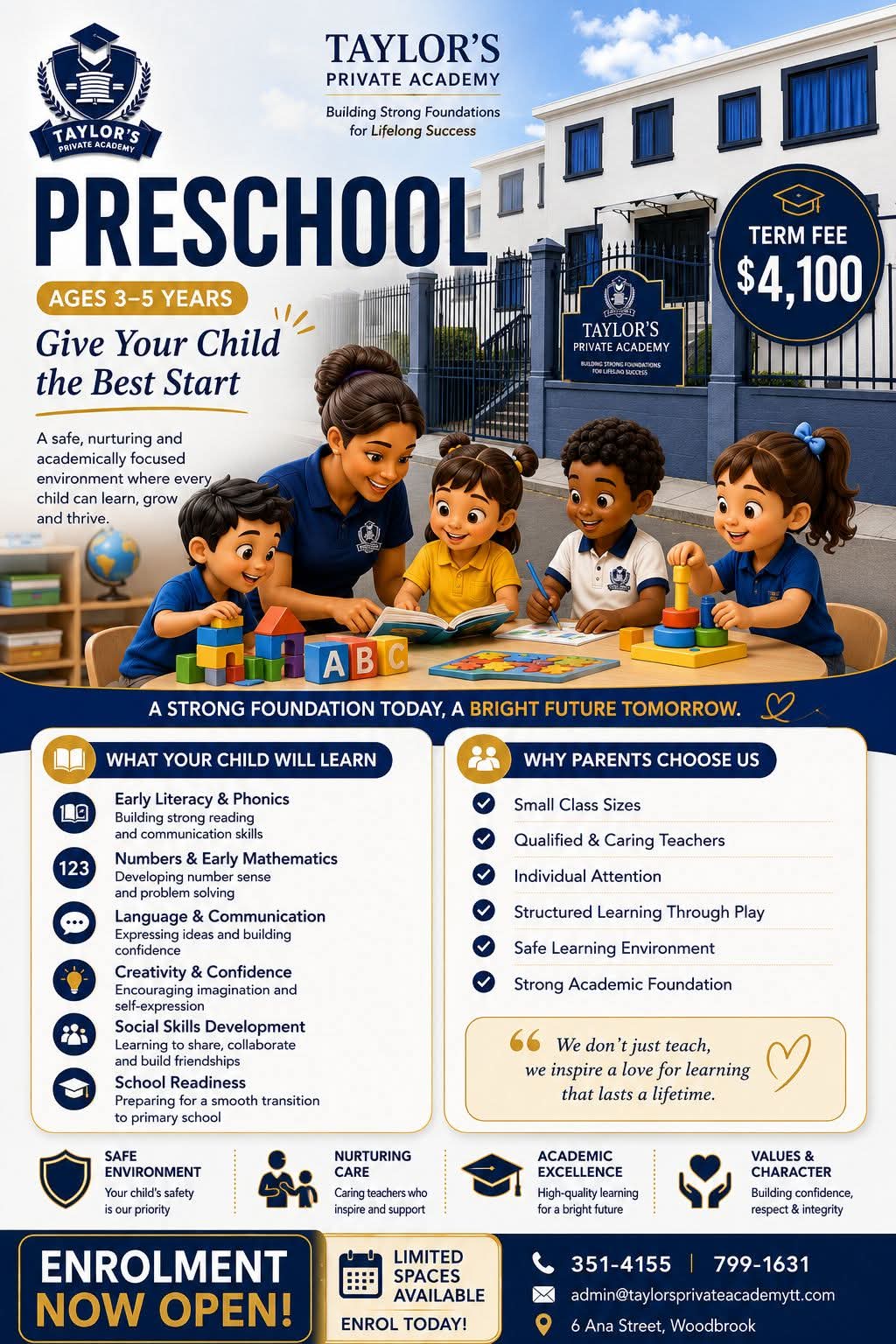 Taylor's Private Academy Facebook ad: Every parent wants their child to walk into…