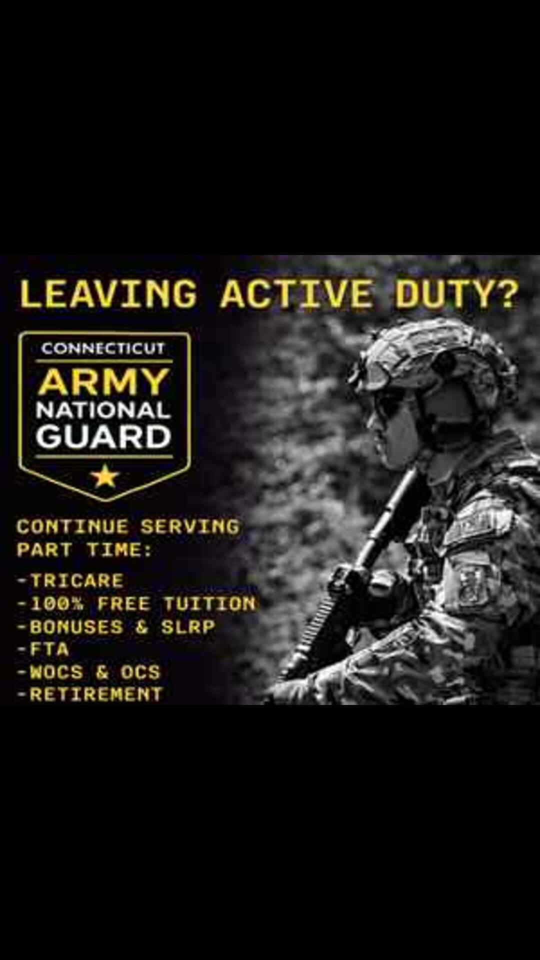 Connecticut Army National Guard Recruiting Bn Facebook ad from Mar 18, 2026