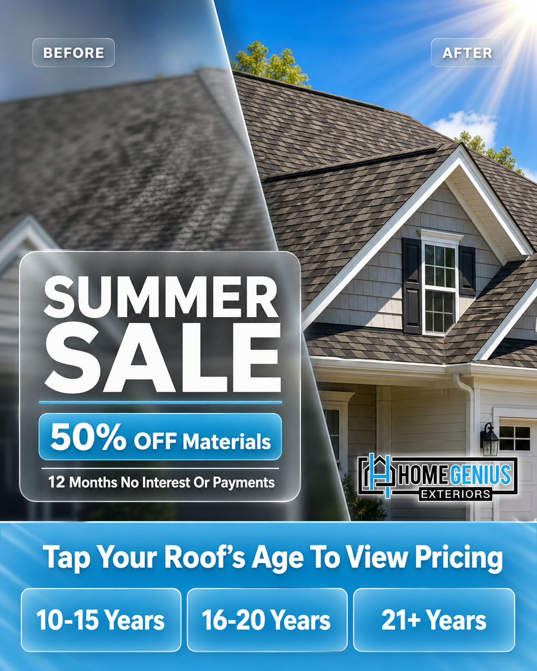 Home Genius Exteriors Facebook ad