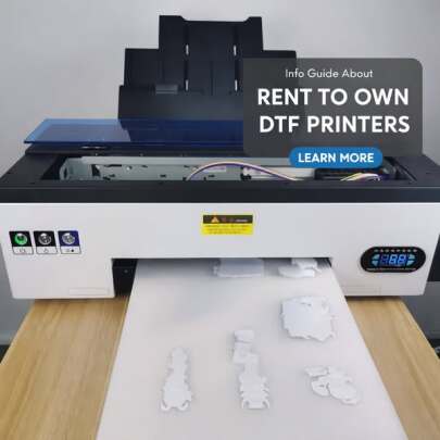 Vibrant Vibe Facebook ad: Rent To Own DTF Printers - Read More
