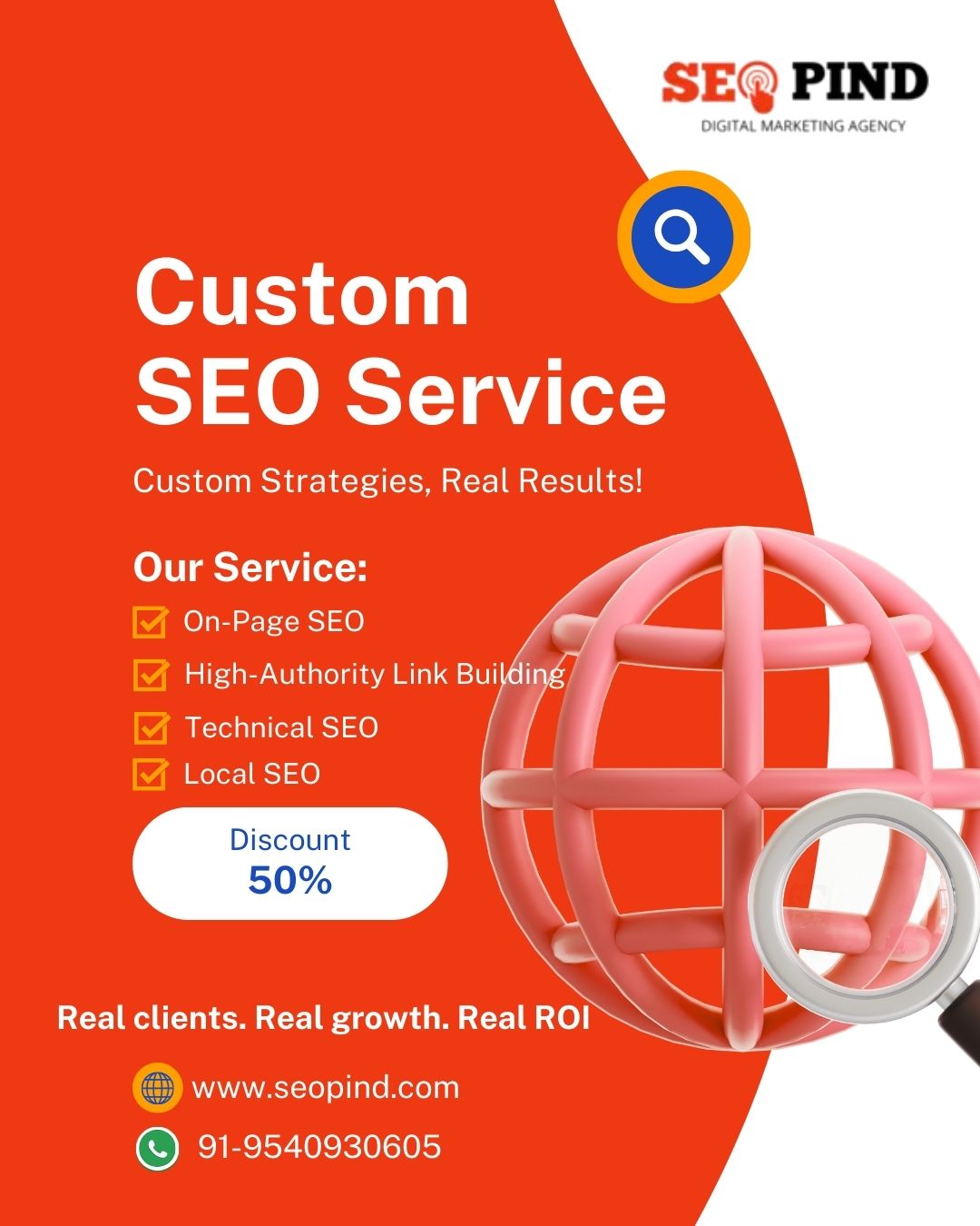 SeoPind Facebook ad: Boost your online presence with 50% OFF on…