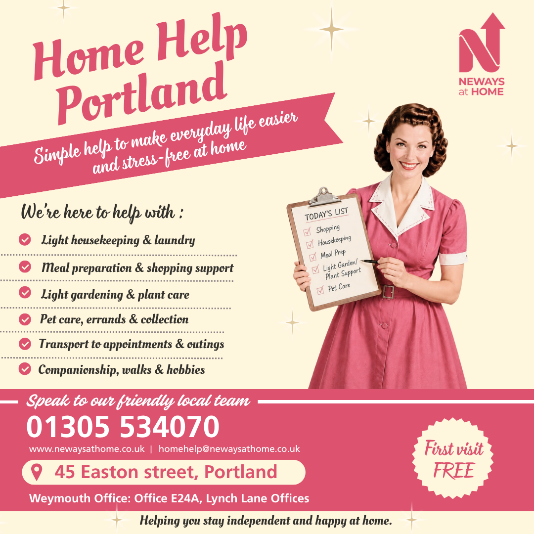 Home Help - Neways at Home Facebook ad: Neways At Home has arrived on Portland, Dorset.