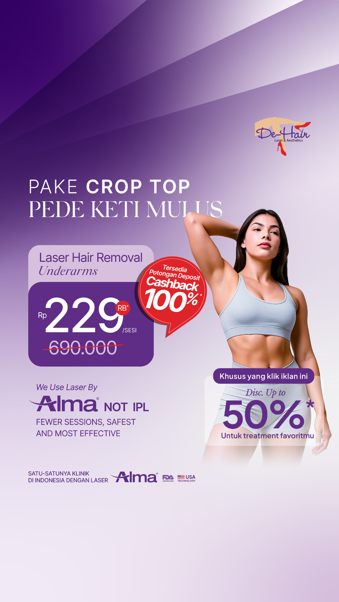 De-Hair Laser Hair Removal Facebook ad