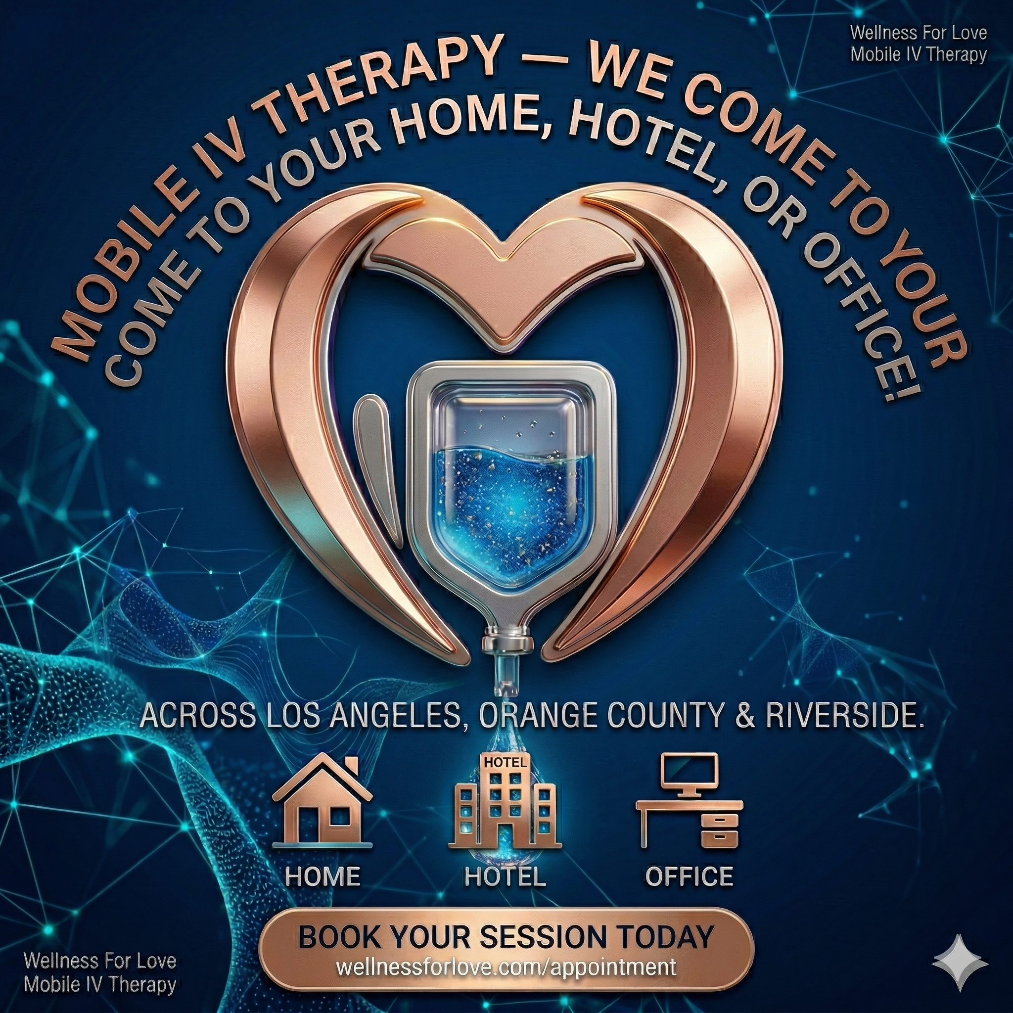 Wellness for Love - Mobile IV Therapy Facebook ad: IV Therapy - We Come 2 U
