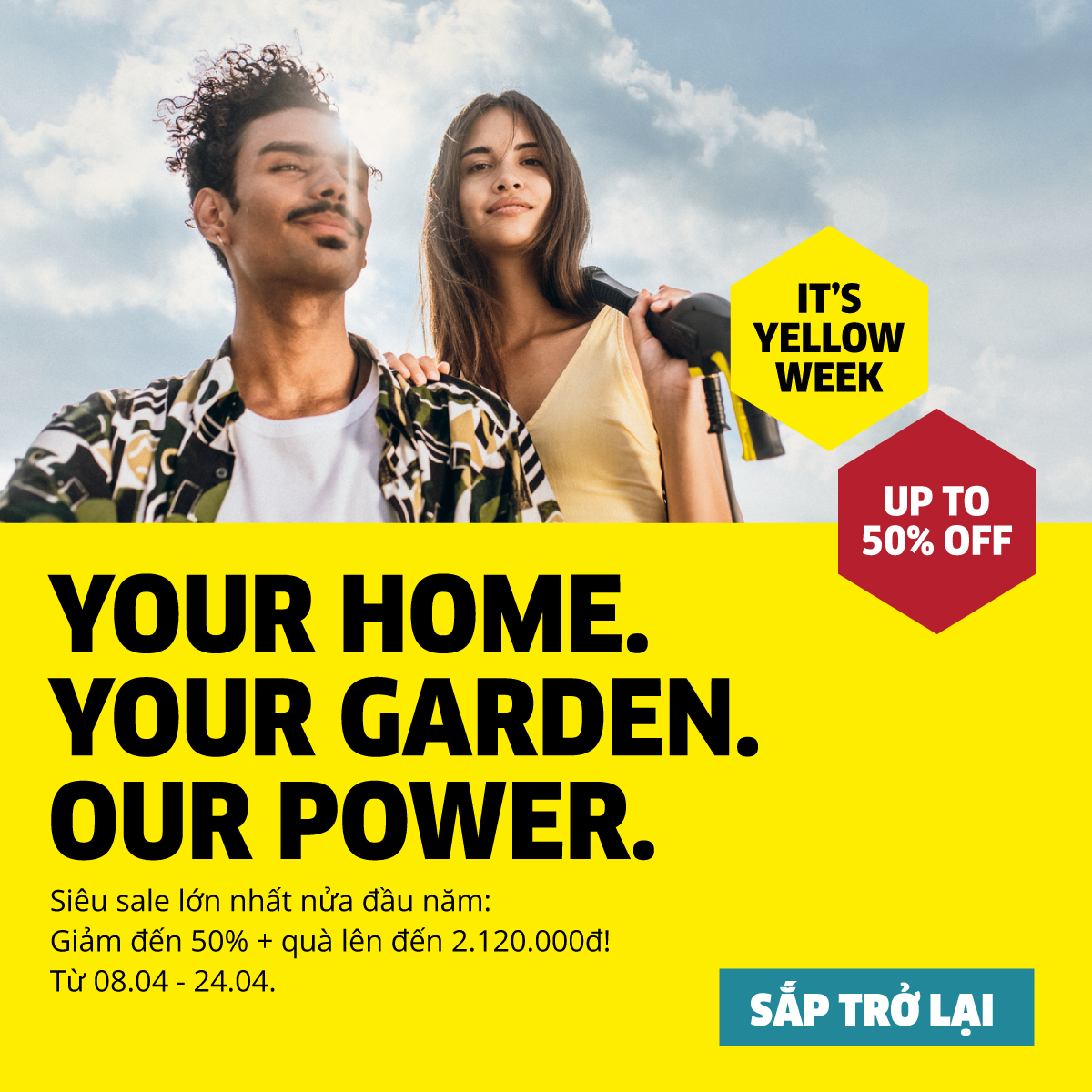 Kärcher Vietnam Facebook ad: IT'S YELLOW WEEK - SALE UP TO 50%