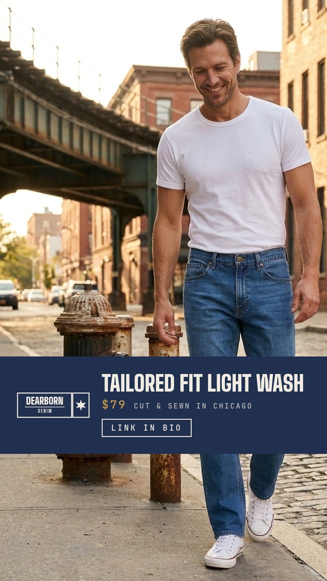 Dearborn Denim & Apparel Facebook ad: Made in Chicago. $79.