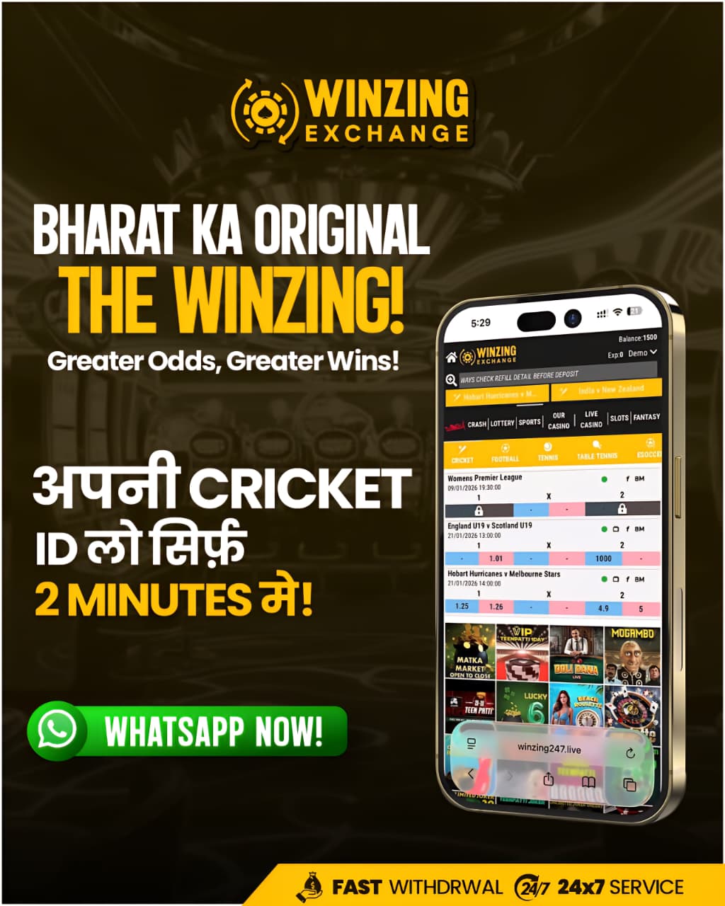 Winzing247.vip Facebook ad: Chat with us