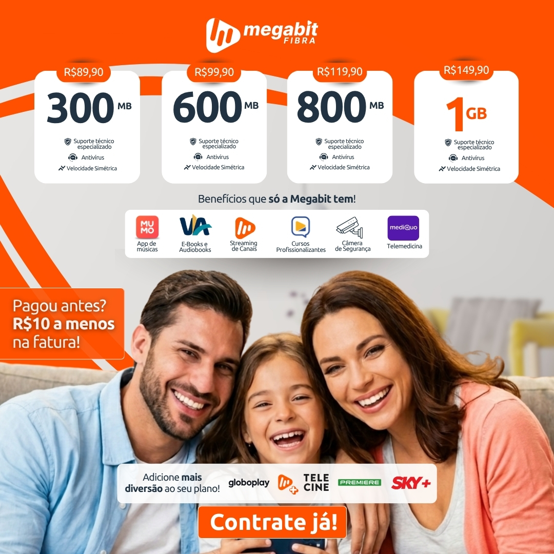 Megabit Fibra Facebook ad from May 13, 2026