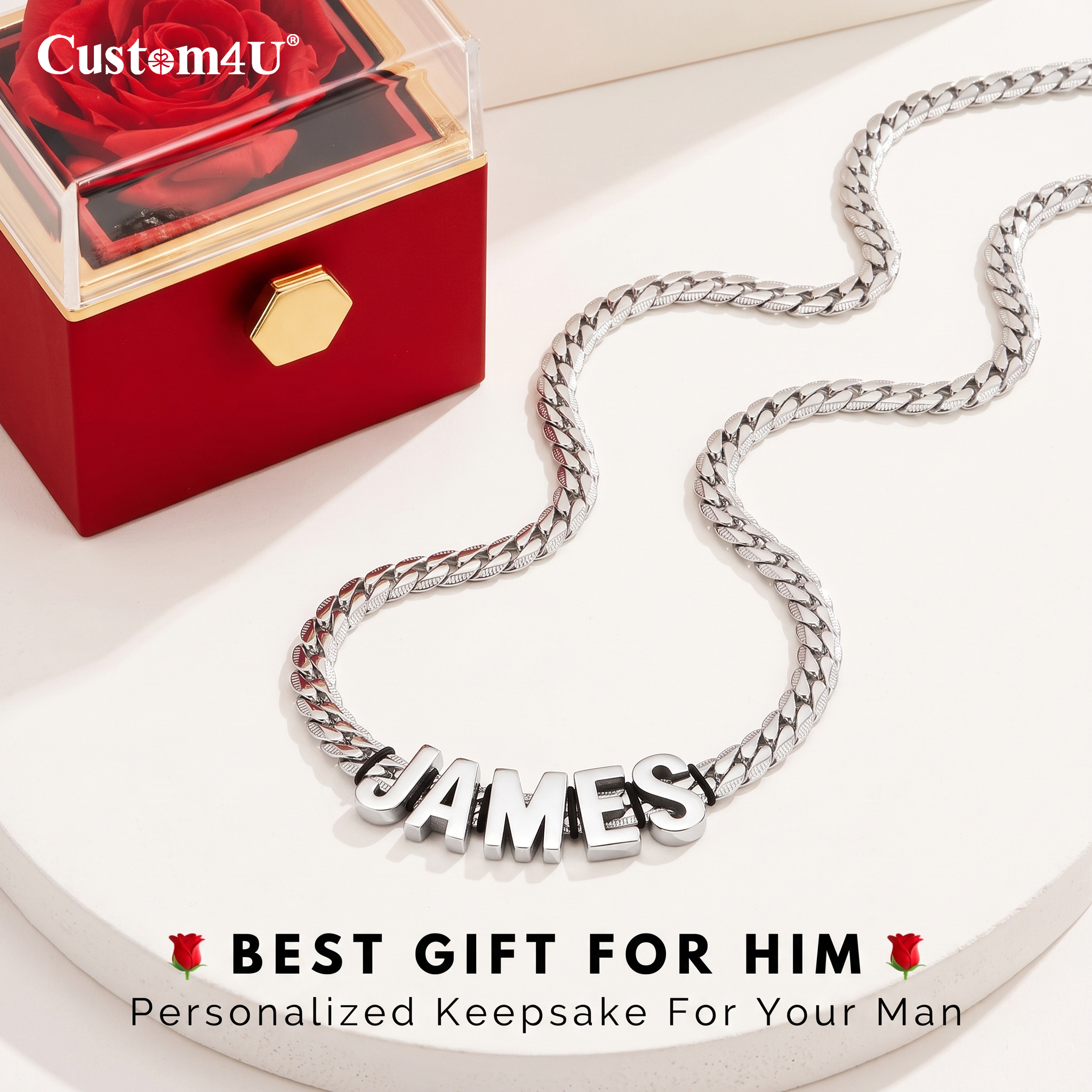 Custom4U Jewelry Facebook ad: Get 10% off or the 1st order