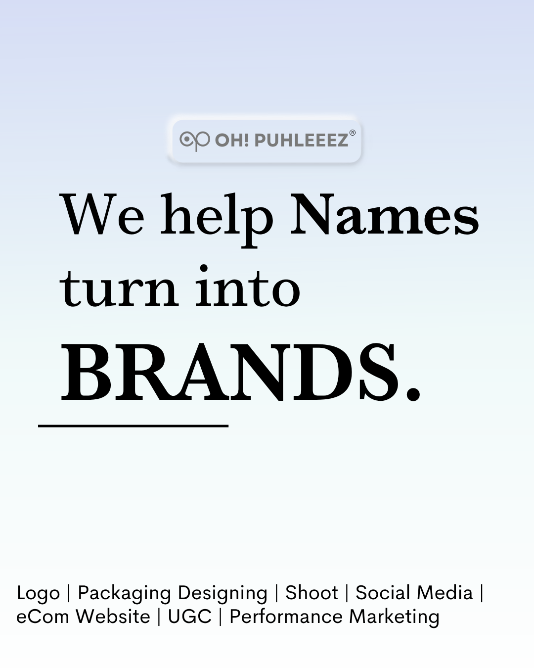 Oh Puhleeez Branding Agency Facebook ad: Businesses Don’t Grow With Random Marketing.