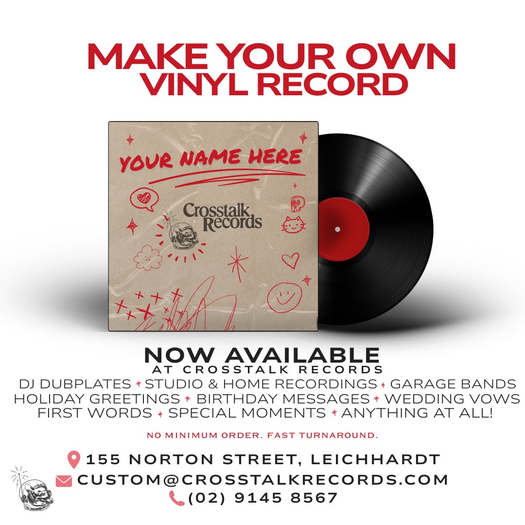 Crosstalk Records Facebook ad: YOUR MUSIC, ON VINYL