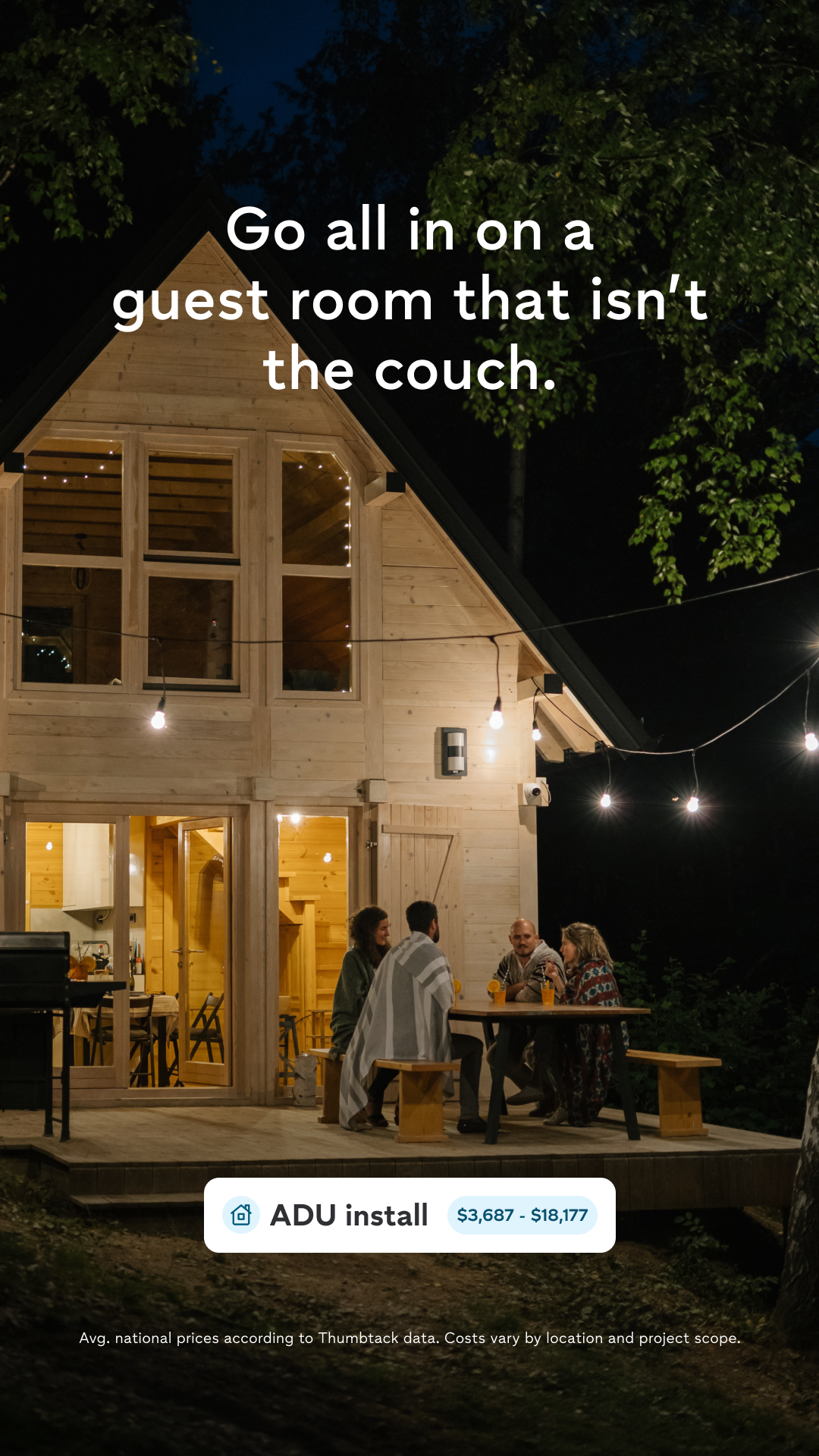 Thumbtack Facebook ad: Find ADU builders.