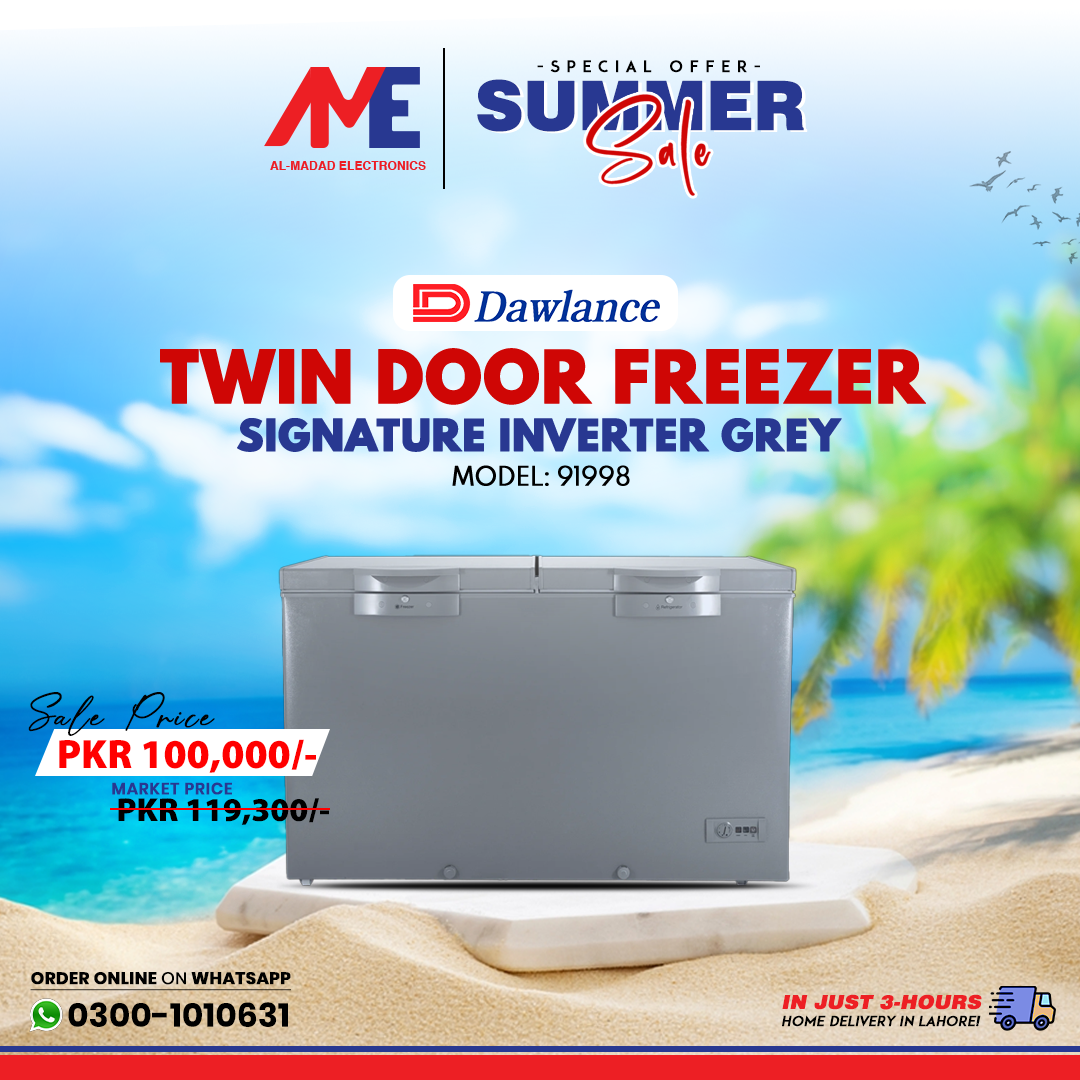 Al Madad Electronics Facebook ad: Dawlance Twin Door Freezers