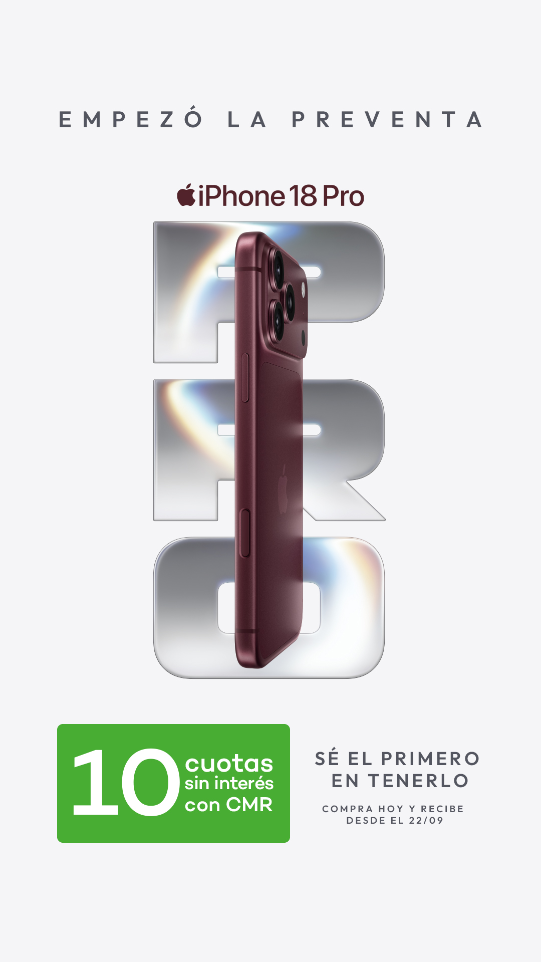 Falabella Facebook ad: Preventa iPhone 18 Pro