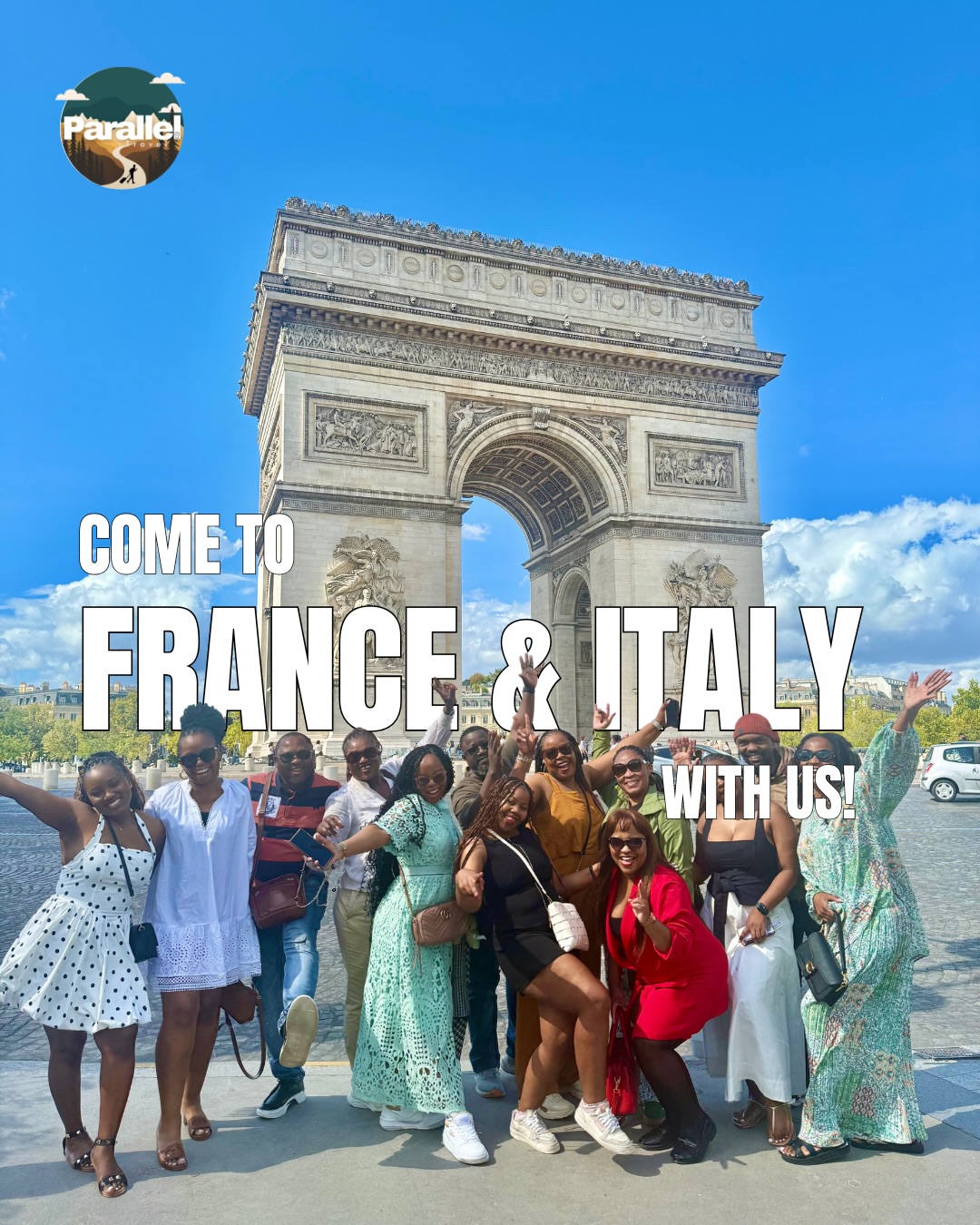 Parallel Travel Facebook ad: France and Italy Group Trip 2026…