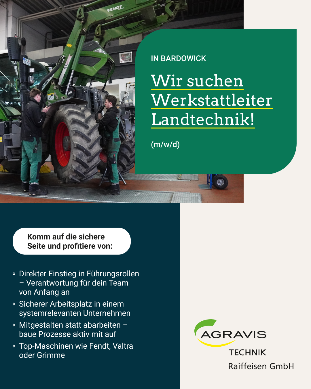 AGRAVIS Technik Raiffeisen GmbH Facebook ad: Werkstattleiter Land- und Baumaschinen (m/w/d) gesucht!