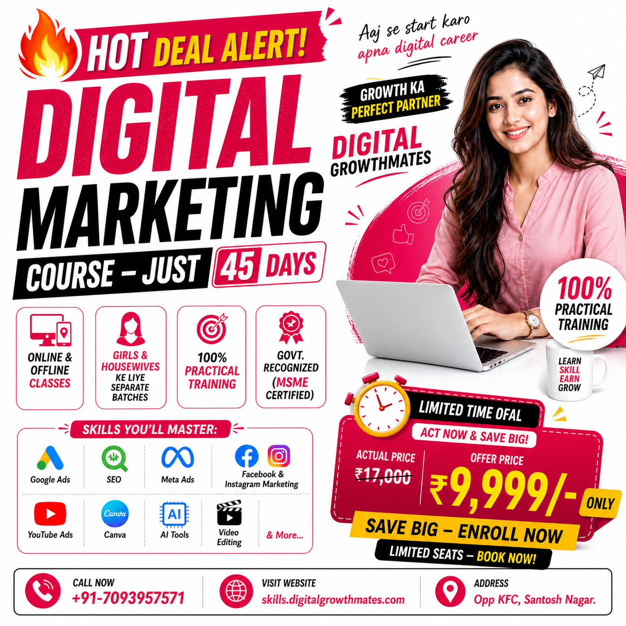 DigitalGrowthmates Facebook ad: Flat ₹7,000 OFF, Enroll Today