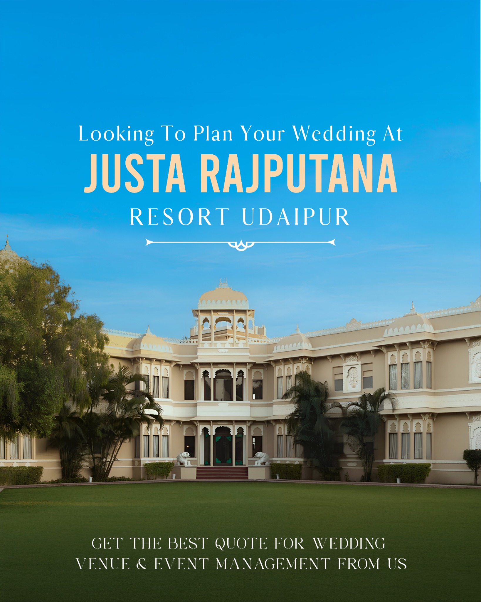 7 Pearl Events and Hospitality Facebook ad: Looking for the perfect wedding venue in Udaipur?