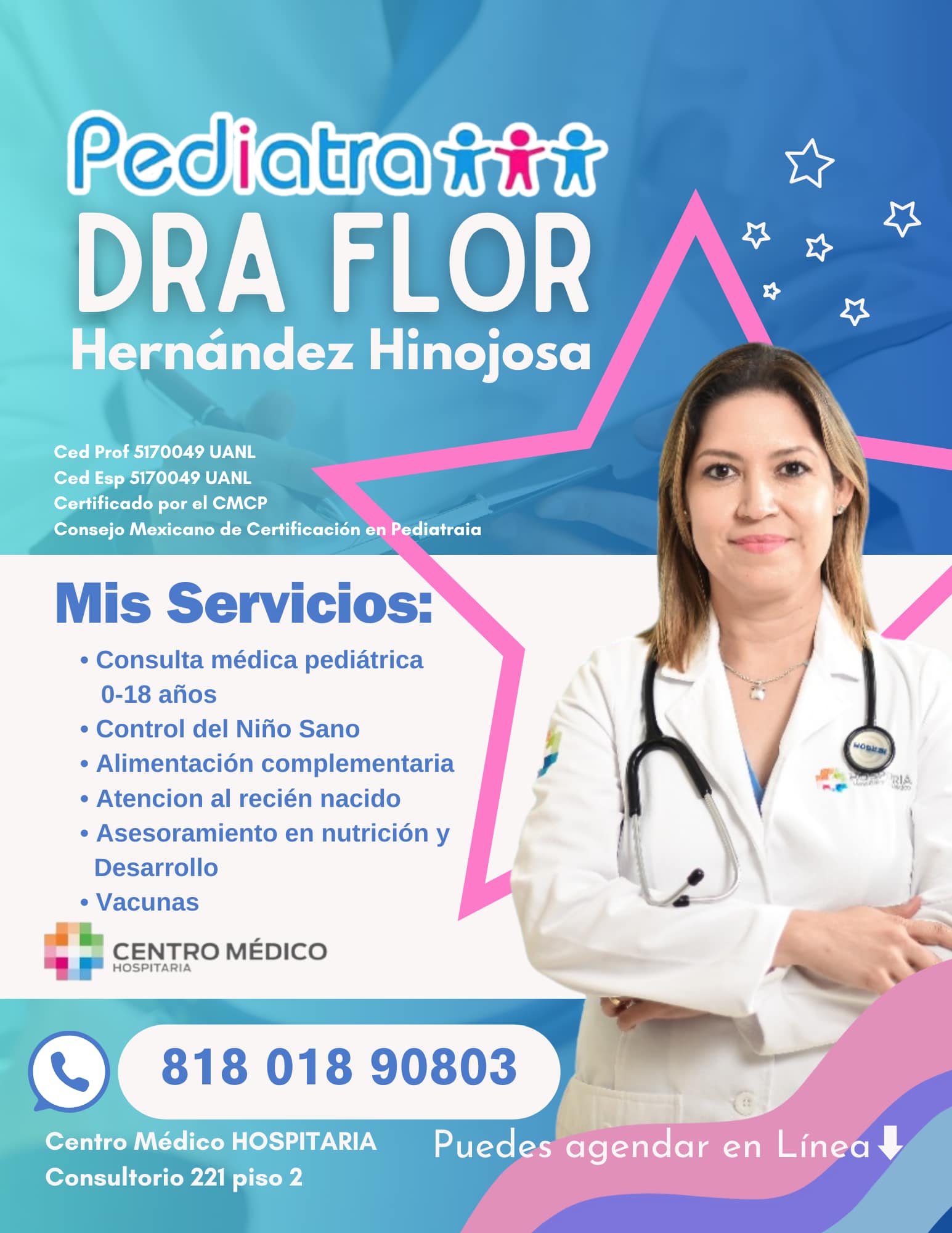 Pediatra Flor Hernández Facebook ad: Hola soy la Dra Flor especialista en niños…