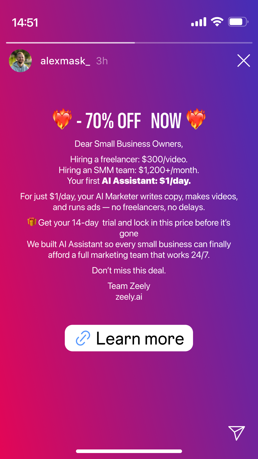 Zeely Facebook ad