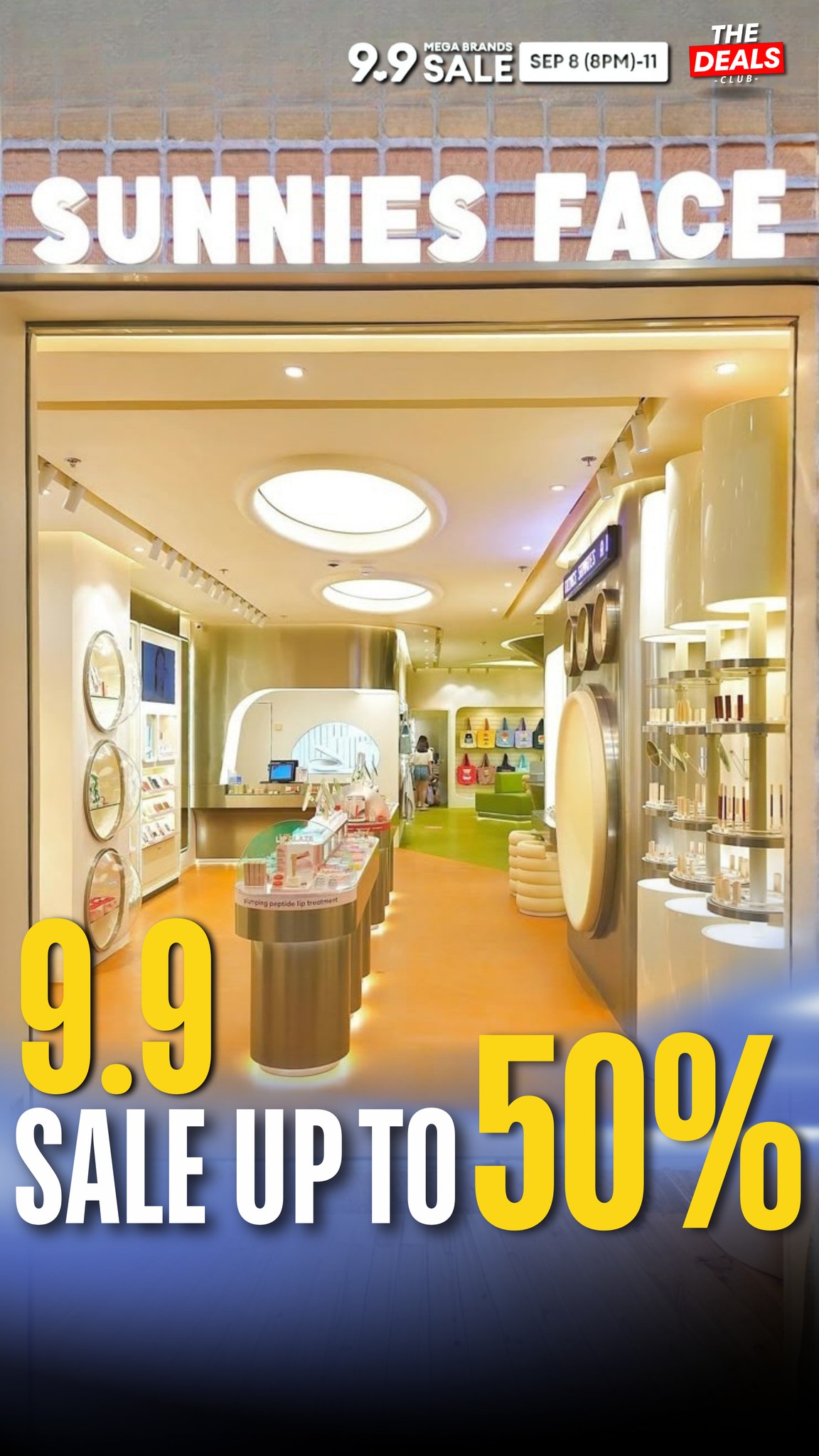 The Deals Club Facebook ad: Sunnies Face 9.9 Beauty Event!