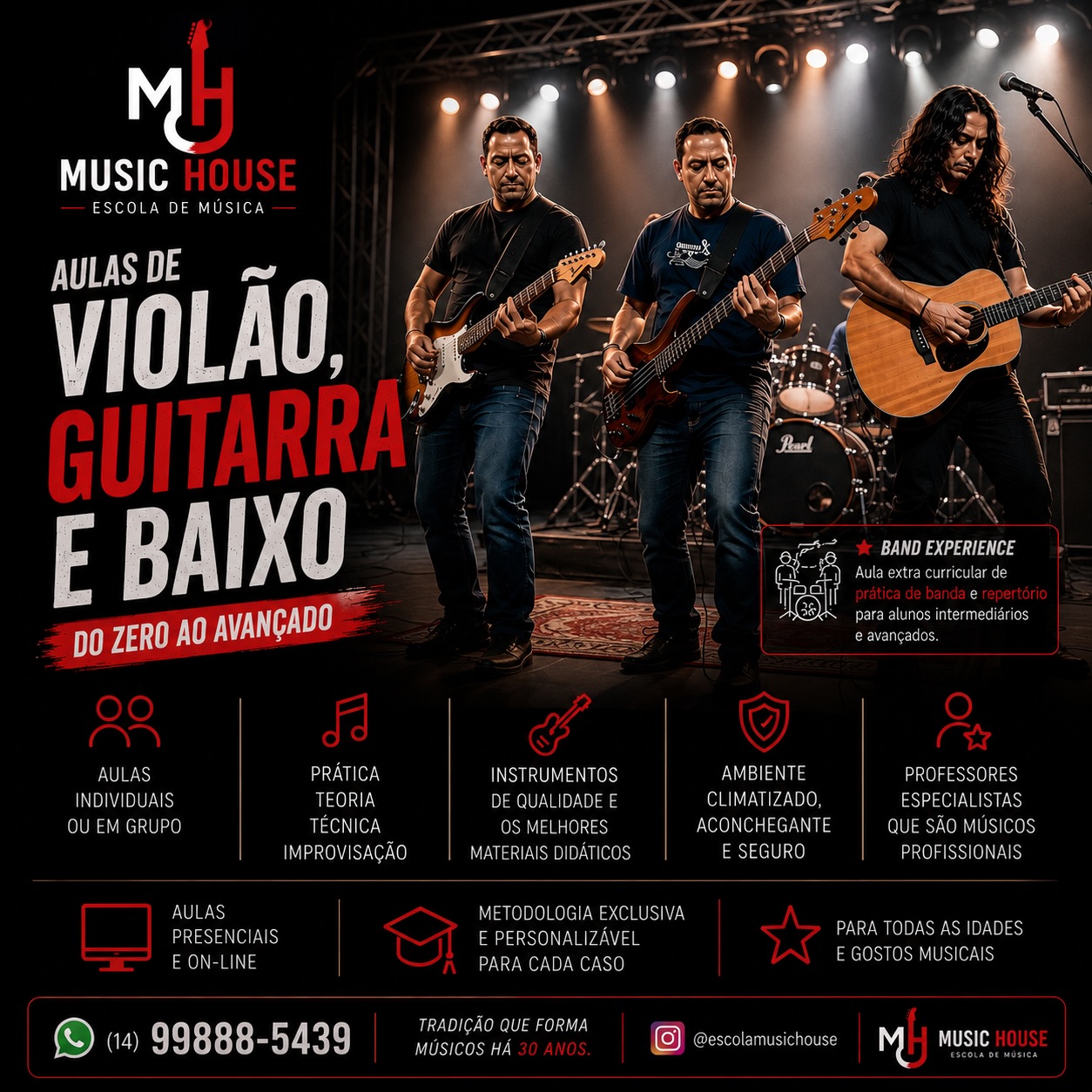 MUSIC HOUSE Escola de Música Facebook ad: AULAS DE GUITARRA, BAIXO E VIOLÃO NA MUSIC…