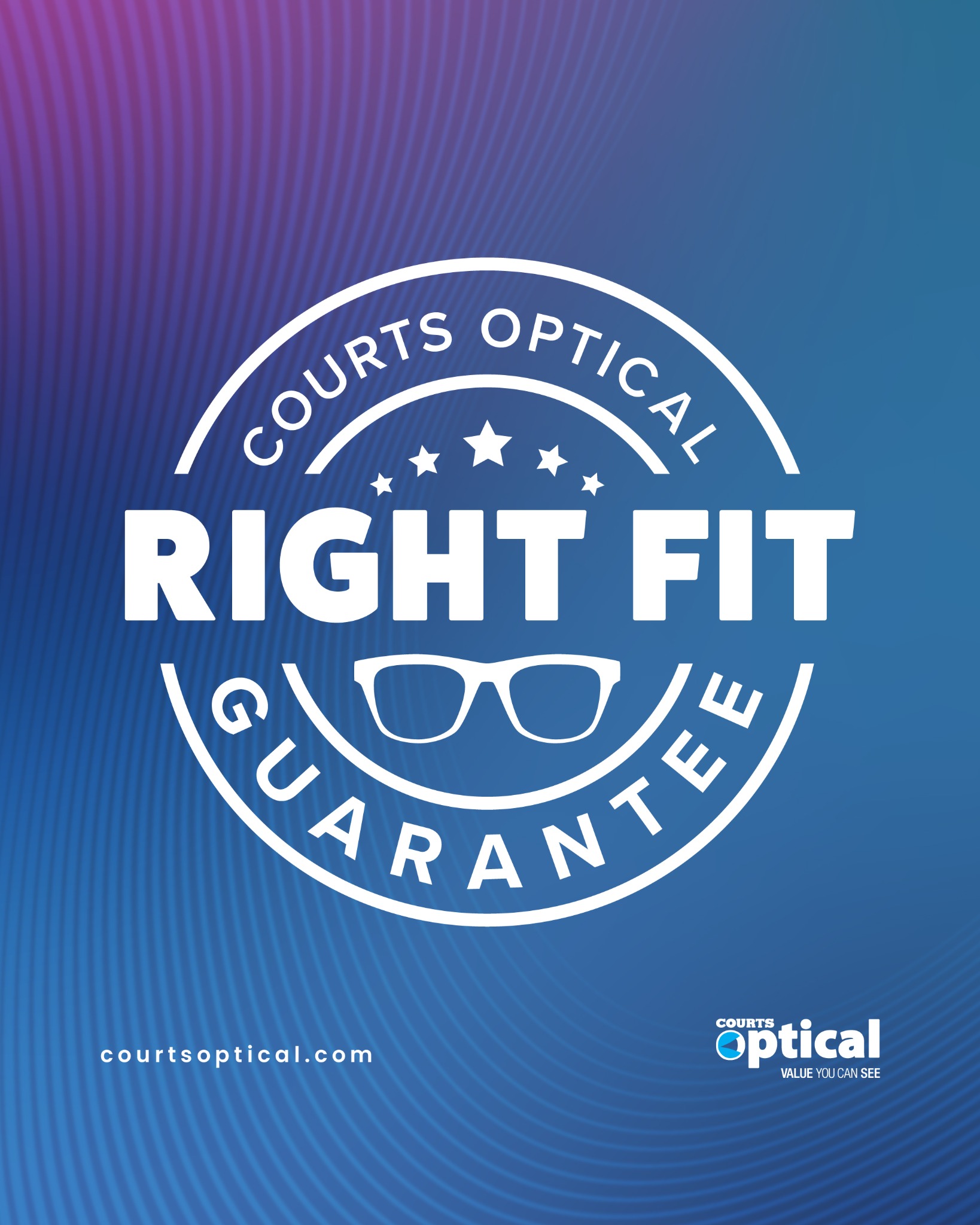 Courts Optical Jamaica Facebook ad: See clearly, stress-free With our Right Fit Guarantee…