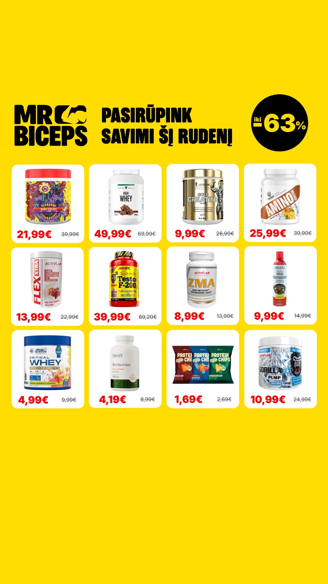 MrBiceps - Maisto Papildai Facebook ad: Papildyk atsargas pigiau