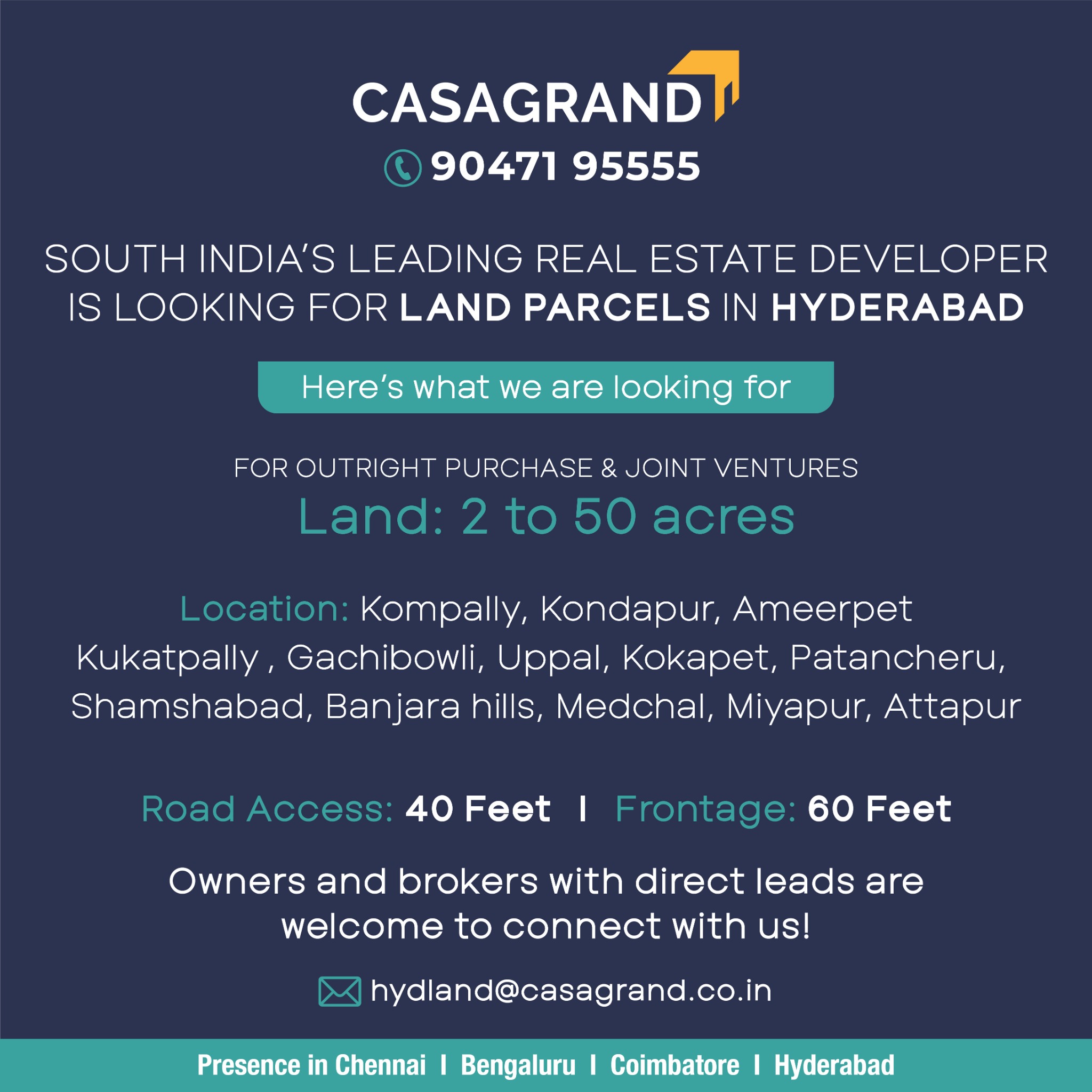 Land Acquisition - Hyderabad Facebook ad