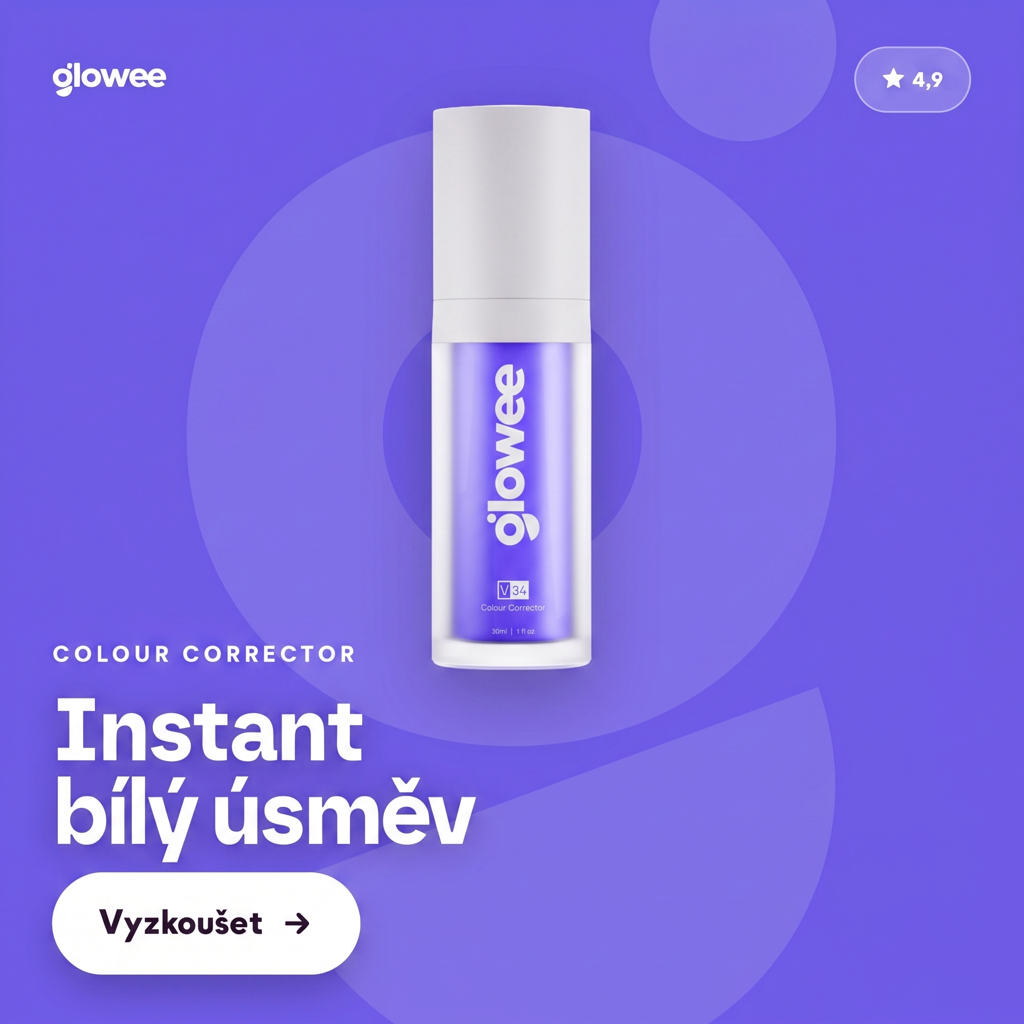 Glowee EU Facebook ad: Instant bílý úsměv