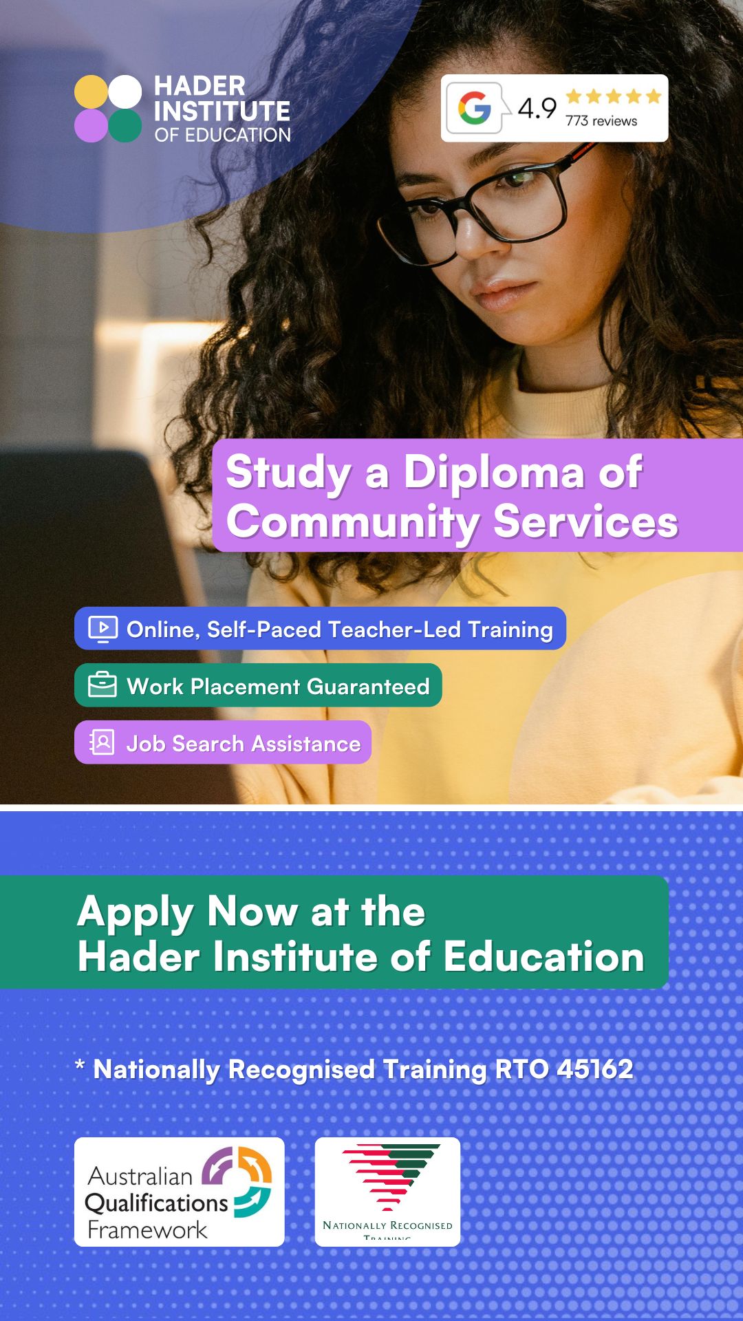 Hader Institute of Education RTO 45162 Facebook ad