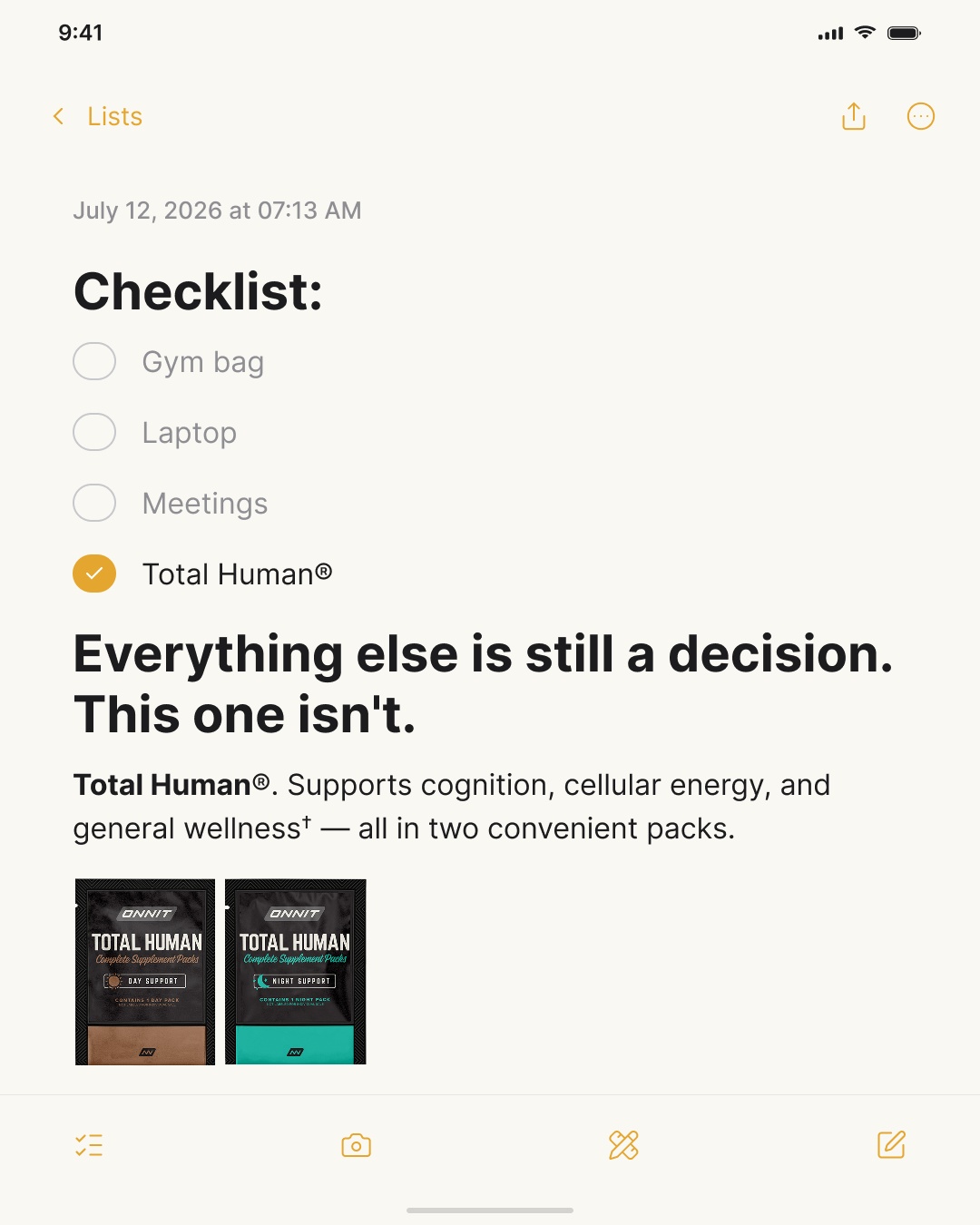 Onnit Facebook ad: Optimize Your System