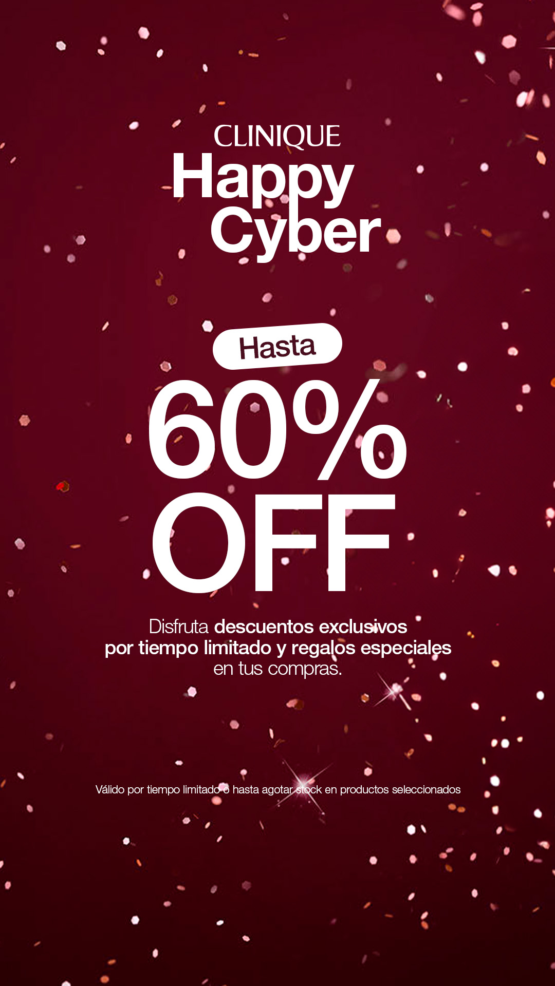 Clinique Facebook ad: Hasta 60% OFF Clinique