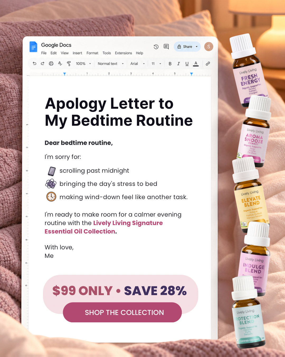 Lively Living Facebook ad: One collection. Five ways to support your wellbeing