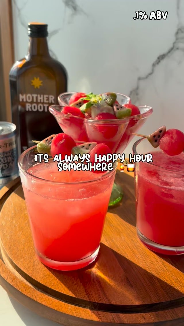 Anna Ying Food Adventures Facebook ad: 0.1% ABV Non Alcoholic, Golden Hour Watermelon Mocktail