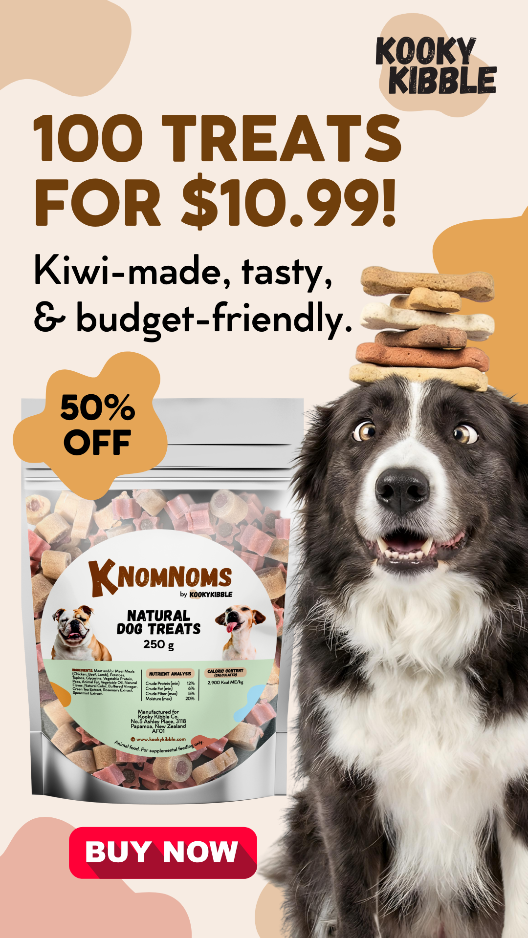 Kooky Kibble Co NZ Facebook ad