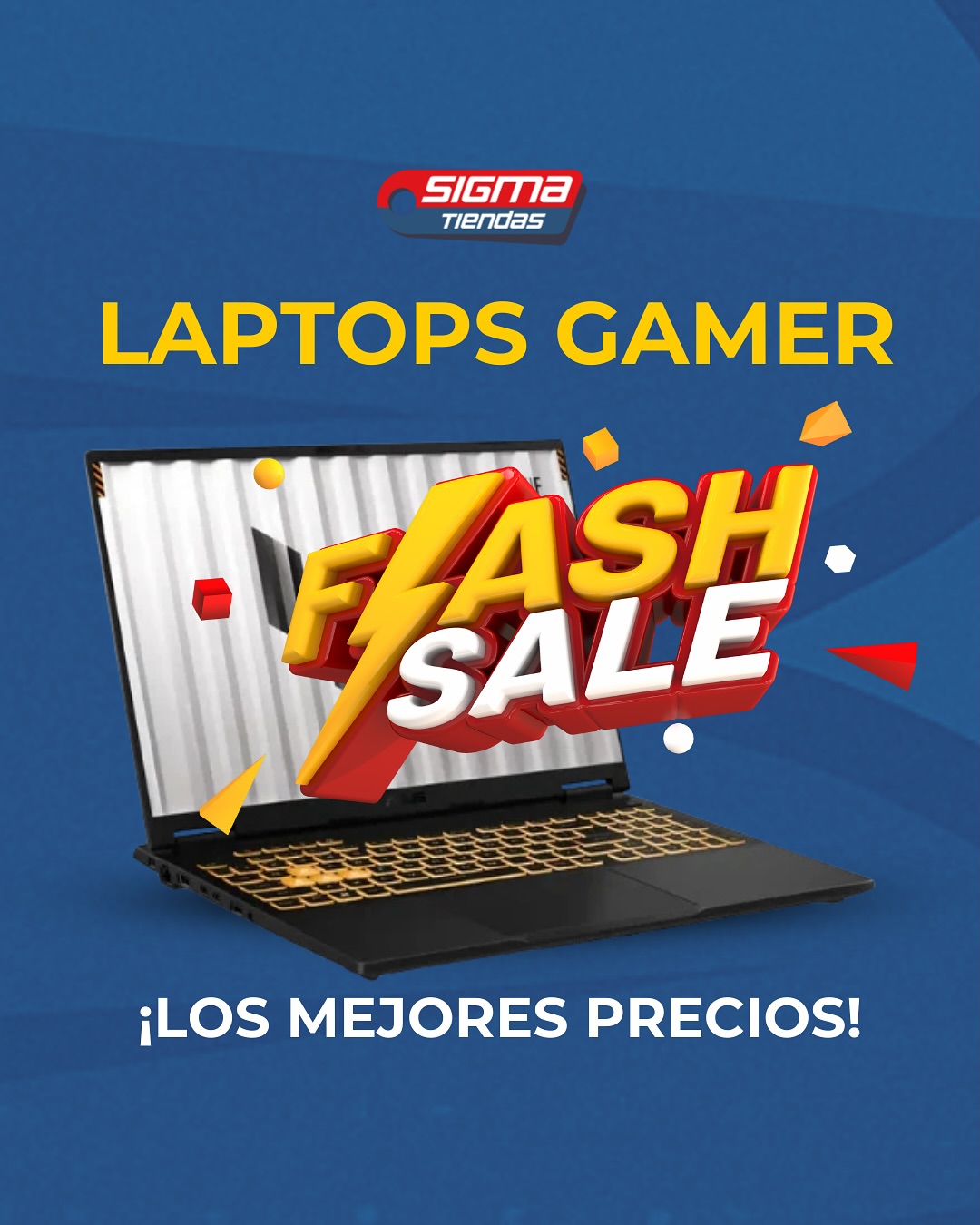 Sigma Tiendas / Home Office Facebook ad: Promo Flash 72H: laptops que rinden en todo