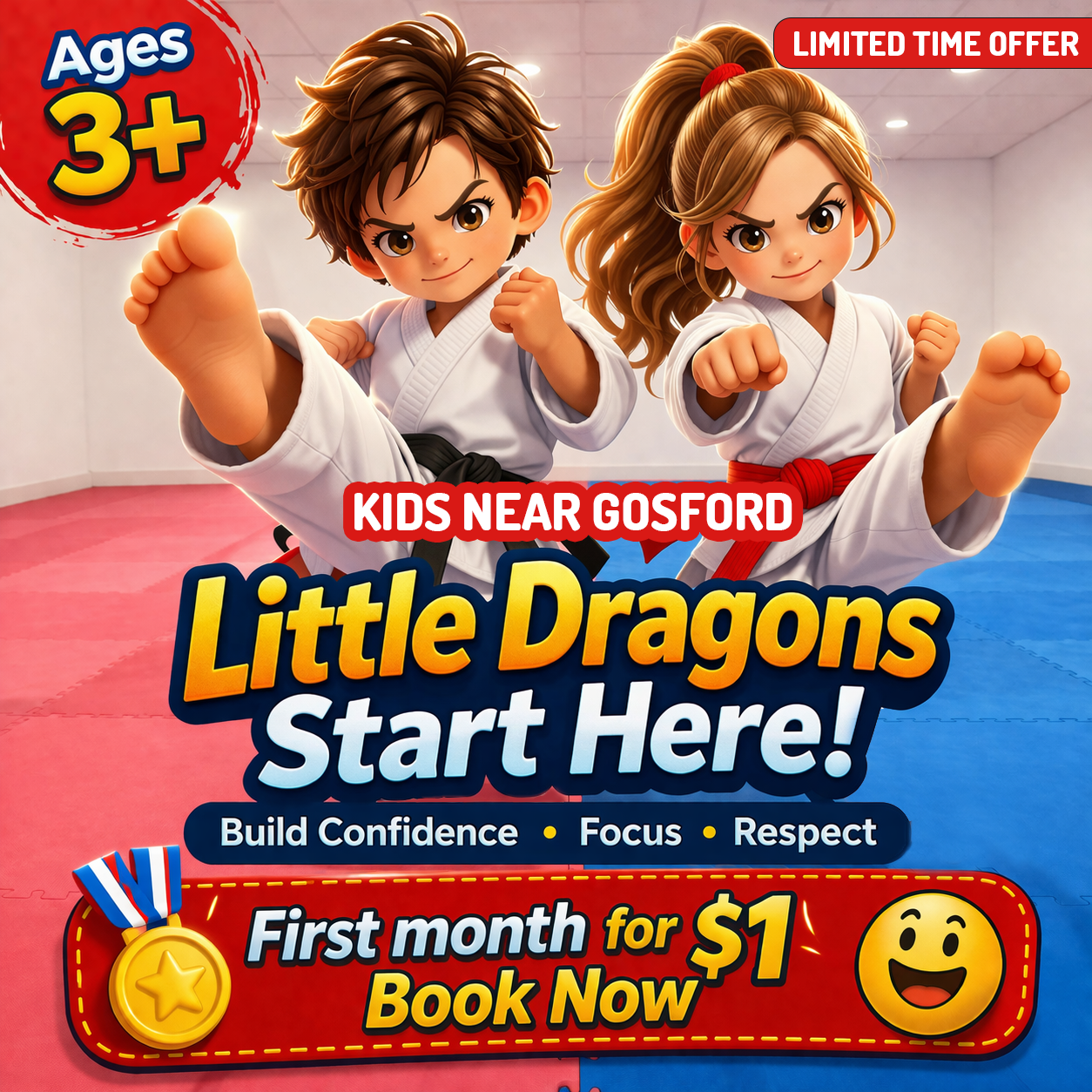 BBMA Gosford Facebook ad: First month of Karate for $1 - BBMA Gosford