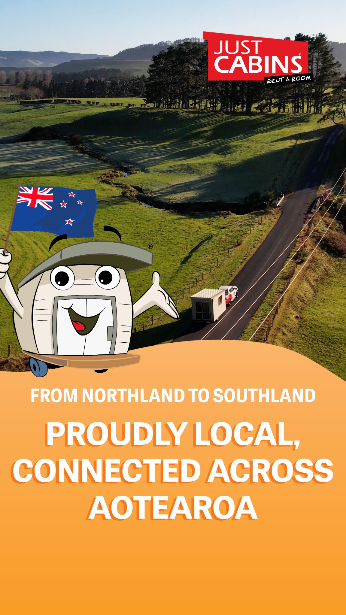 Just Cabins NZ Facebook ad from Dec 19, 2025