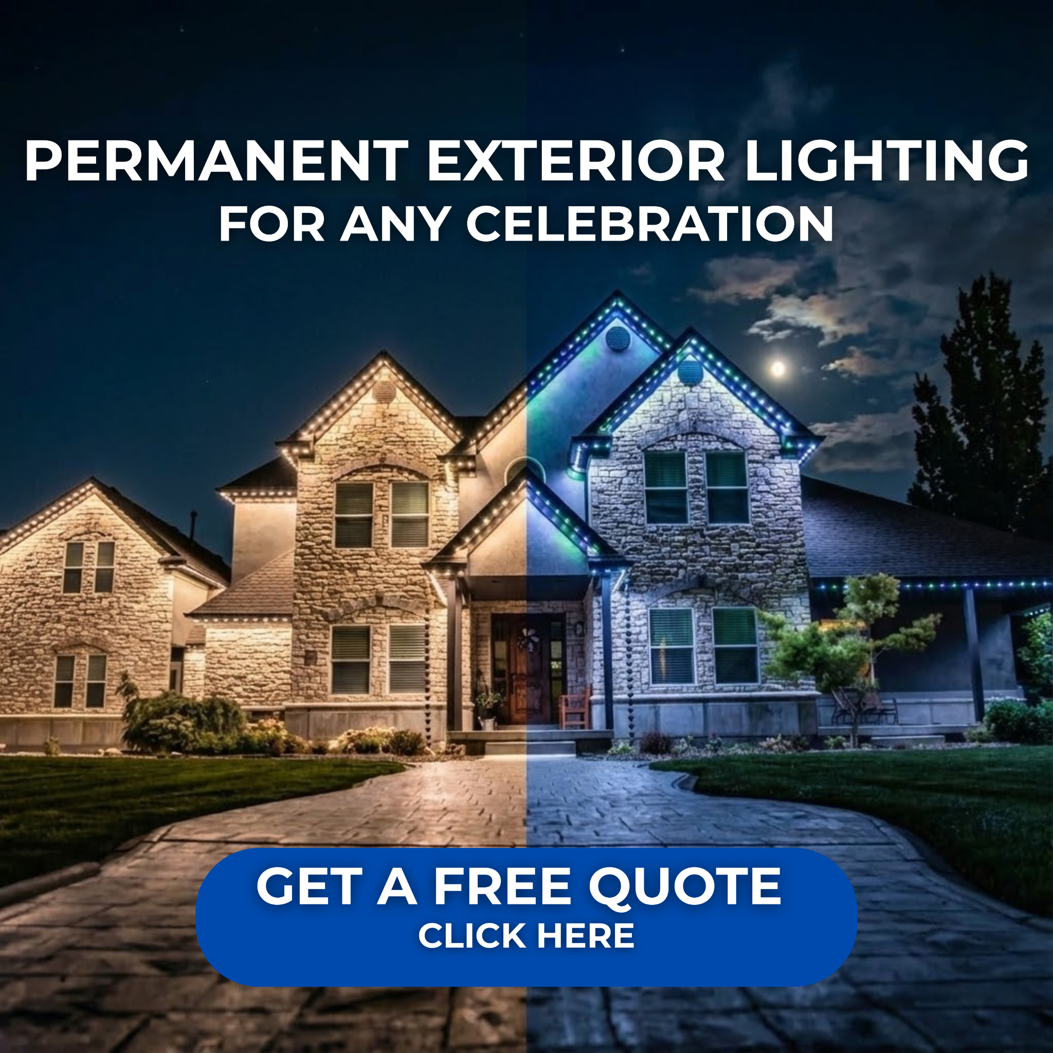 Hound Lighting Facebook ad: Luxury Permanent Lighting That Actually Comes With a…