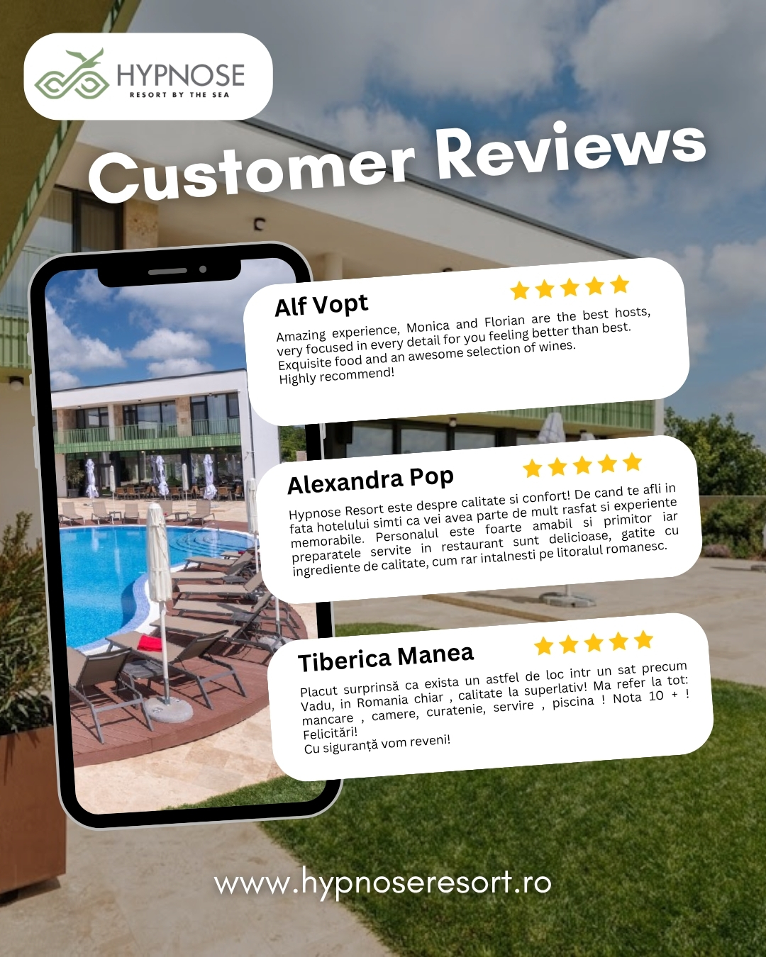 Hypnose Resort by the Sea, Vadu Facebook ad: Nimic nu ne bucură mai mult decât aprecierile…
